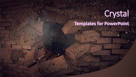  Presentation with breaking through - Presentation theme enhanced with block break - hand breaking through the wall background and a wine colored foreground