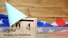  Presentation with independence day - PPT theme consisting of block calendar and american flag background and a coral colored foreground