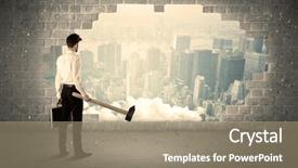  Presentation with modern elegant - Amazing presentation theme having block charts on grey wall backdrop and a coral colored foreground