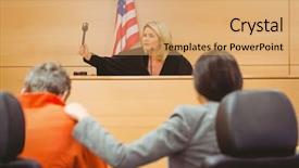  Presentation with court gavel - PPT theme consisting of block in the court room background and a coral colored foreground