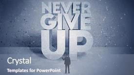  Presentation with give - Theme enhanced with block letters saying never give background and a seafoam green colored foreground