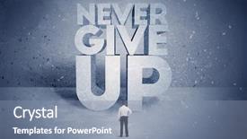  Presentation with blue business - Cool new PPT layouts with block letters saying never give backdrop and a mint green colored foreground