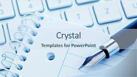  Presentation with keyboard - Colorful slides enhanced with block notes - notepad and keyboard backdrop and a sky blue colored foreground