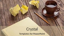  Presentation with notepad - Audience pleasing slides consisting of block notes - notepad on a wooden table backdrop and a lemonade colored foreground