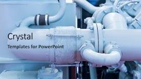  Presentation with diesel engine - Cool new PPT theme with block of a large diesel backdrop and a light blue colored foreground