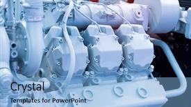  Presentation with diesel engine - Slides enhanced with block of a large diesel background and a light blue colored foreground