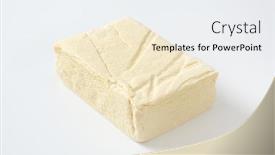  Presentation with azuki bean - PPT theme consisting of block-of-fresh-bean-curd background and a sky blue colored foreground