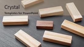  Presentation with standing out in the crowd - Beautiful slide set featuring block standing out from others backdrop and a  colored foreground