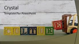  Presentation with forklift - Colorful slide set enhanced with forklift carry the wooden block backdrop and a light gray colored foreground