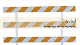  Presentation with construction - PPT layouts with blockade - construction barricade on white background background and a blonde colored foreground