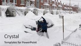  Presentation with snow shovel - Audience pleasing slide set consisting of blockade - man with a snow shovel backdrop and a light gray colored foreground