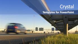  Presentation with route - Colorful presentation enhanced with blockade - motorway safety rail with route backdrop and a teal colored foreground