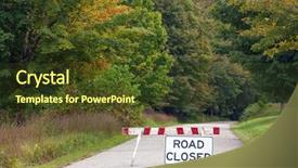  Presentation with road - Amazing presentation theme having blockade - road do not enter warning backdrop and a tawny brown colored foreground