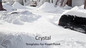  Presentation with snow storm city parks - Colorful presentation theme enhanced with blockade - snowfall in the city car backdrop and a light gray colored foreground