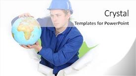  Presentation with cutout paper people standing around globe holding hands - Audience pleasing PPT layouts consisting of blockade - tradesman holding a globe backdrop and a white colored foreground