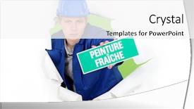  Presentation with paint - Theme having blockade - tradesman holding a 'wet paint' background and a  colored foreground