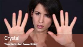  Presentation with basketball referee holding a basketball - Presentation theme enhanced with blockade - woman holding her palms up background and a red colored foreground