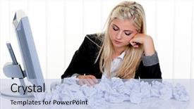  Presentation with lack of respect for truthlack of respect for truth - Beautiful theme featuring blockade - young woman with paper seeks backdrop and a light blue colored foreground