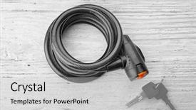  Presentation with bicycle - Amazing PPT layouts having blockage - bicycle lock on wooden background backdrop and a  colored foreground