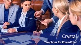  Presentation with office life - Theme featuring blockage - business people office life background and a navy blue colored foreground