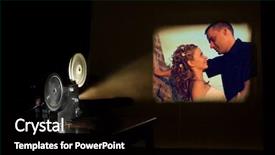  Presentation with movie screen - Colorful theme enhanced with blockbuster - film projector projecting a movie backdrop and a black colored foreground