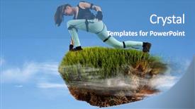  Presentation with virtual reality - Cool new presentation theme with blockbuster - flying island motion caption virtual backdrop and a teal colored foreground