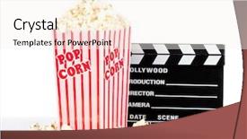  Presentation with clapper - PPT theme consisting of blockbuster - popcorn box with clapper board background and a sky blue colored foreground