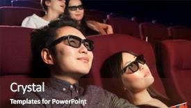  Presentation with cinema - PPT layouts consisting of blockbuster - young couple sitting background and a tawny brown colored foreground