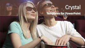  Presentation with cinema - Presentation theme featuring blockbuster - young couple sitting background and a tawny brown colored foreground