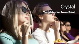  Presentation with cinema - Colorful slide set enhanced with blockbuster - young couple sitting backdrop and a wine colored foreground