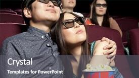  Presentation with cinema - Audience pleasing theme consisting of blockbuster - young couple sitting backdrop and a gray colored foreground
