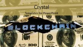  Presentation with blockchain - Audience pleasing presentation design consisting of blockchain english alphabet in broken backdrop and a  colored foreground