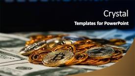  Presentation with blockchain - Slides enhanced with blockchain english alphabet in broken dollar banknote background and a black colored foreground