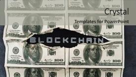  Presentation with blockchain - PPT theme consisting of blockchain english alphabet in broken background and a light gray colored foreground