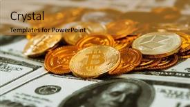  Presentation with blockchain - Presentation theme with blockchain english alphabet in broken background and a gold colored foreground