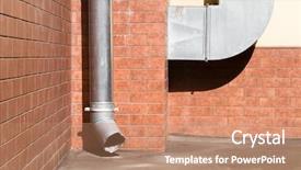  Presentation with drain - Presentation design with blocked drain - corner of urban building background and a coral colored foreground