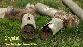  Presentation with blocked - Cool new PPT layouts with blocked steel household pipe backdrop and a tawny brown colored foreground