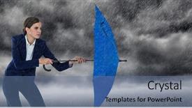  Presentation with rain clouds - Audience pleasing PPT theme consisting of blocking rain against storm cloud backdrop and a ocean colored foreground