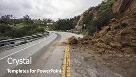  Presentation with hazard - PPT theme enhanced with blocking santa susana pass road background and a gray colored foreground