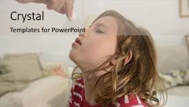  Presentation with mom and newborn - PPT theme with blocking viruses - congested nose mom applying nose background and a mint green colored foreground