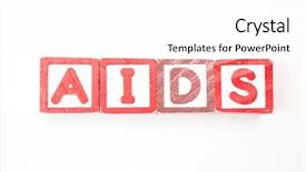  Presentation with colour blocking building blocks - Cool new PPT theme with blocking viruses - wooden blocks spelling out aids backdrop and a white colored foreground