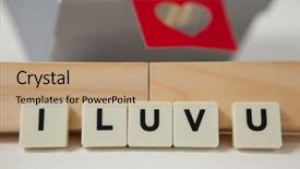  Presentation with displaying - Beautiful slides featuring blocks displaying i luv backdrop and a coral colored foreground