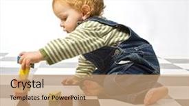  Presentation with building blocks - Presentation design enhanced with blocks on a checkered floor background and a coral colored foreground