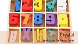  Presentation with numbers - Beautiful presentation theme featuring blocks play - colorful wooden numbers in box backdrop and a coral colored foreground