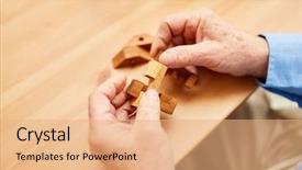  Presentation with wooden building blocks - PPT theme with blocks together as a patience background and a coral colored foreground