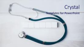  Presentation with blocks - Slide set featuring blocks with stethoscope on desk background and a sky blue colored foreground
