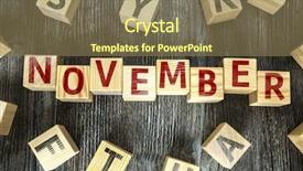  Presentation with november - Audience pleasing theme consisting of blocks with the text november backdrop and a violet colored foreground