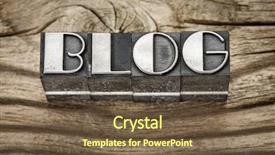  Presentation with blog - PPT theme with blog word in letterpress metal type printing blocks against weathered grained wood background and a tawny brown colored foreground