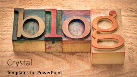  Presentation with cedar - Cool new theme with blog word in letterpress wood type against textured cedar wood plank backdrop and a coral colored foreground