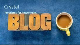  Presentation with internet communication - Cool new presentation theme with blog-word-in-vintage-letterpress backdrop and a ocean colored foreground